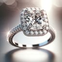 A photo-realistic image depicting an exquisite diamond ring