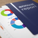 An annual business report showing various graphs