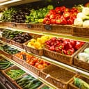 A vegetable section in a supermarket