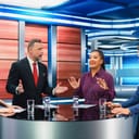 Talk show host having a debate.