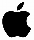 Apple logo in black against a white background