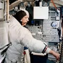 Astronaut inside a space shuttle