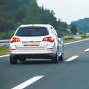 Car in motion on the road
