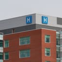 A roof corner of a hospital