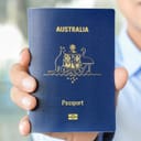 Person showing an Australian passport