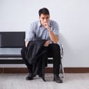 A nervous man in a waiting room
