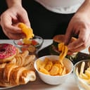 A closeup of a person eating junk food