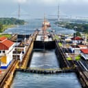 A ship in one of the locks in the Panama canal