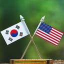small flags of South Korea and the USA