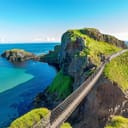 top view of the Carrick-a-Rede rope bridge, Northern Ireland