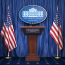 Empty press room stand at The White House