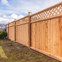 Fence built from wood. Outdoor landscape. Security and privacy concept. Vancouver. Canada.