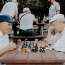 Seniors playing chess in the park