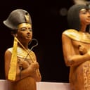 Egyptian monuments on display in a museum