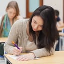 A student doing a test in school