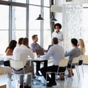 a diverse team having an office meeting