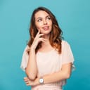 a young woman thinking about something