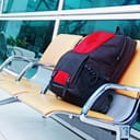Single backpack at the airport