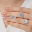 Woman presenting a set of jewelry on her hand