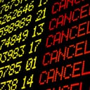Flight board displaying that all flights on it have been canceled