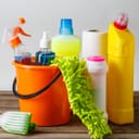 Selection of household cleaning items