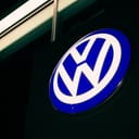 blue and white round VW logo