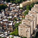 Rich and poor area side by side in Rio.