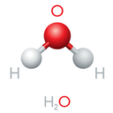 Graphic illustration of a water molecule (H2O)