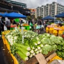 Wide range of fruits and vegetables at a farmers' market