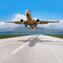 the Boeing aircraft taking off