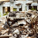 Rubble following an earthquake