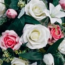 White and pink artificial roses