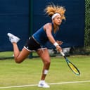 Naomi Osaka at a practice on a grass court