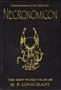 Hardcover of "Necronomicon" in black leatherette embossed with golden letters by H.P. Lovecraft
