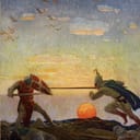 illustration depicting the death of Arthur and Mordred from "The Boy's King Arthur," page 306