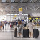 Travelers at an airport terminal