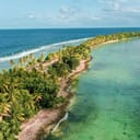 Aerial view of the island of Tuvalu located in the Pacific Ocean.