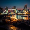 Tower Bridge in London at night