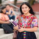 Female university student holding some books