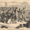 Emigrant Arrival at Constitution Wharf, Boston, from Ballou's Pictorial Drawing-Room Companion