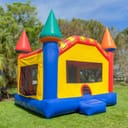 brightly-colored inflatable bouncy castle