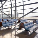 Empty transit lounge at an airport