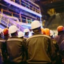 heavy industry workers on a walkout