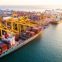 Aerial view of a large port