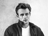 Vintage black and white photograph of James Dean
