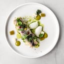 A delicious looking meal with fish and herbs
