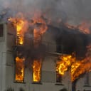 Fire Brigade Training building on fire