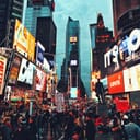 View of downtown New York on a busy evening
