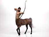Digital representation of a centaur aiming a bow and arrow