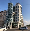 Exterior of the Dancing House in Prague